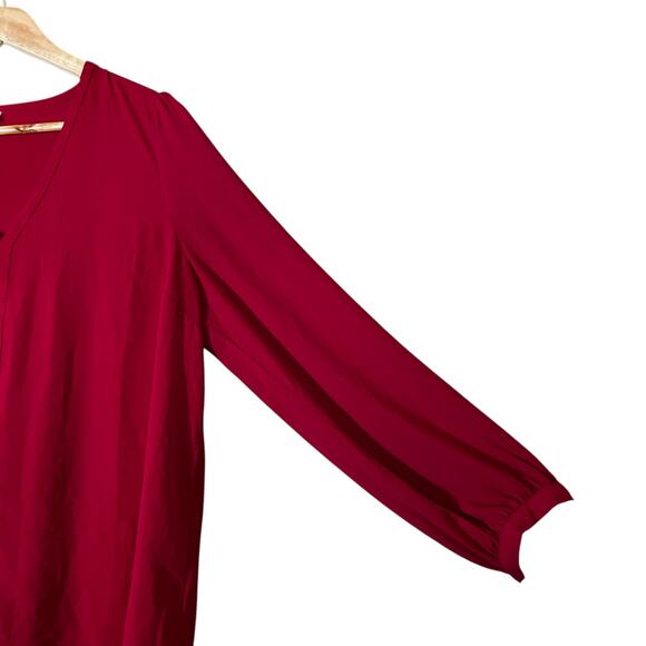 J. Crew Long Sleeve V-Neck Blouse Womens L Fuchsia Pink Feminine Career Classic - Picture 4 of 7